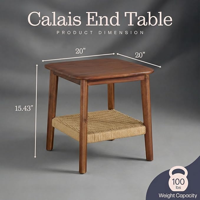 Alaterre Furniture Calais 2-Tier Solid Wood End Table - Image 3