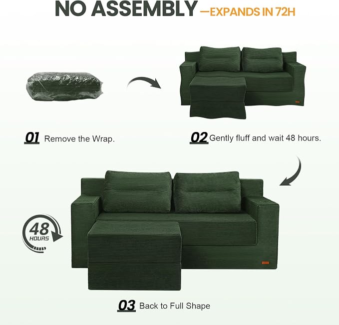 COMAX Futon Sofa Bed, Boneless Loveseat Couch in A Box, Fold Out Small Foldable - Image 8