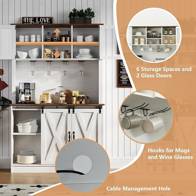 4ever2buy Farmhouse Coffee Bar Cabinet - Image 5