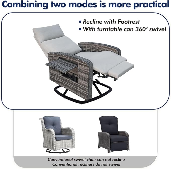 ZZW Outdoor Recliner Chair, Wicker Patio Recliners - Image 6