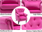 Mid Century Accent Chair Modern Button Tufted Armchair Wingback Club Chair - Image 6