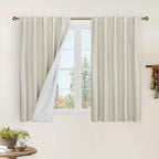 Natural 100% Blackout Linen Curtains 45 Inches by LAMIT