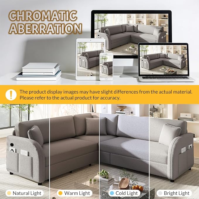 Queen Size Sleeper Sofas Convertible Couches, L Shaped Sectional Couch - Image 9