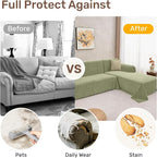 2 Pieces Sectional Couch Covers L Shaped Cover XXXL Light Sage | Thick Washable - Image 4