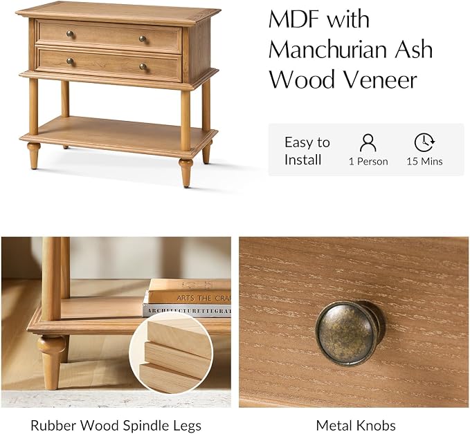 HULALA HOME Farmhouse Nightstand - Image 3