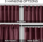 Burgundy Linen Curtains for Living Room 126 Inches Long Light Filtering Semi - Image 2