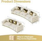 Oversized Luxury Chesterfield Sofa Set Velvet Beige and Gold Couch - Image 2