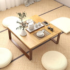 soges Small Foldable Coffee Table, Wooden Low Table - Image 4