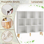 LEYAOYAO 10 Cube Bookshelf, 3 Tier Modern Wide Bookcase - Image 4