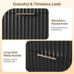 VINGLI Black Fluted 6 Drawer Dresser - Image 4