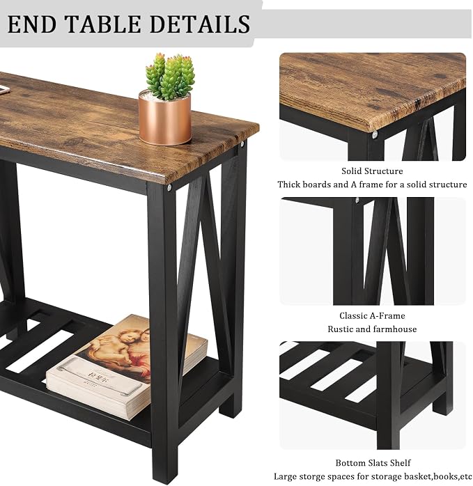 Narrow Side Table Rectangular End Tables - Image 4
