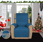 Easy-Going Reversible Couch Cover, Recliner 19 in, Peacockblue/Beige | Machine - Image 2