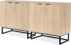 EYYTHUNG Fluted Cabinet with Storage Set of 2, Sideboard Buffet Cabinet with - Image 9