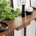 Gdrasuya10 Japanese Style Console Sofa Table, Walnut Bamboo Console Table - Image 5