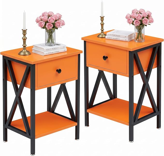 VECELO Nightstands Set of 2, Modern Bedside End Tables, Night Stands by VECELO