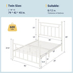 Allewie 14 Inch Twin Size Metal Platform Bed Frame - Image 2