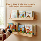 Nursery Floating Shelves for Kids Room, 4 Pack 15.7 Inch Natural Wood Wall - Image 3