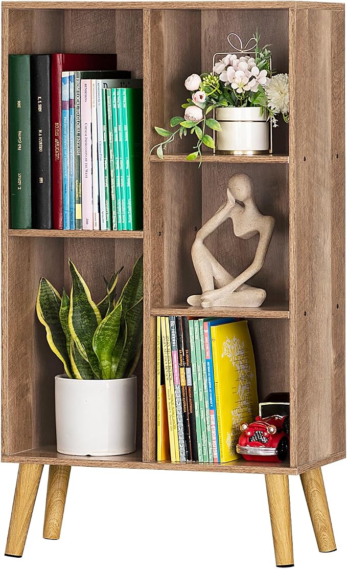 5 Cube Small Bookshelf, 3 Tier Mid-Century Modern Bookcase by LEYAOYAO-Findtheshiningpointofyourideallife%EF%BC%81