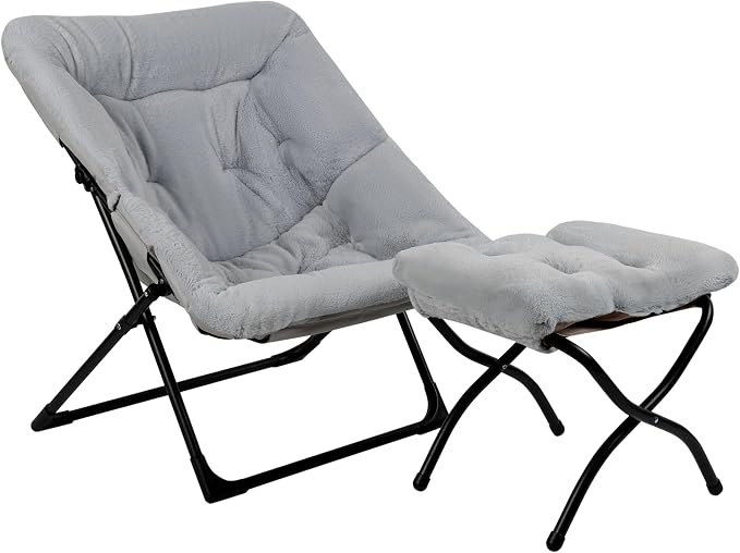 Comfy Saucer Chair for Adults, Soft Faux Fur Bedroom Chair by MordchilHF