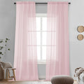 Blush Pink Sheer Curtains 96 Inches Long 2 Panels by OVZME