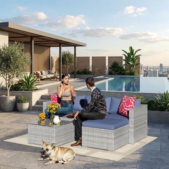 5-Piece Outdoor Sectional Sofa Set, Outdoor Patio Set Sectional Sofa, - Image 7