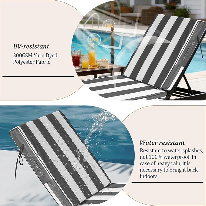 80x26x4in Lounge Cushions for Outdoor Furniture, Outdoor Lounge Chair Cushions - Image 4