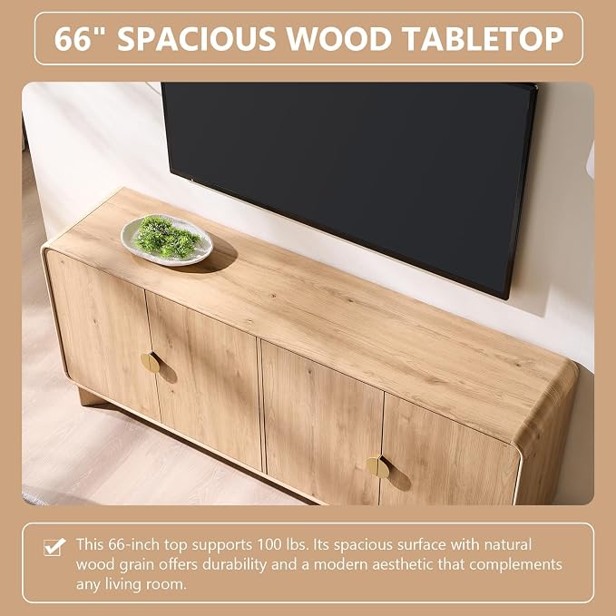 IFGET 70" Modern TV Stand for TVs Up to 80 inches, TV Console - Image 4