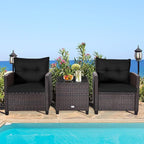 HAPPYGRILL 3 Pieces Patio Conversation Set, Outdoor Furniture Set PE Rattan - Image 3
