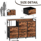 Somdot Dresser with Charging Station and Open Shelves, Dresser - Image 3