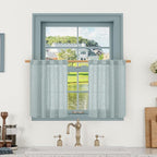 Short Kitchen Linen Curtains 24 Inch Length by LAMIT