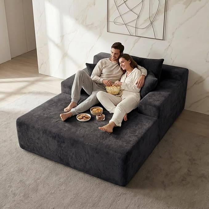 Sytopia Chaise Lounge with Armrests, Oversized Sofa Bed with 3 Pillows - Image 7