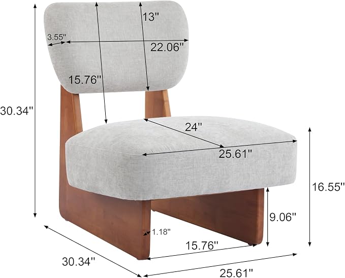 GDFStudio Upholstered Armless Accent Chairs Set of 2 Modern Side Chair - Image 2