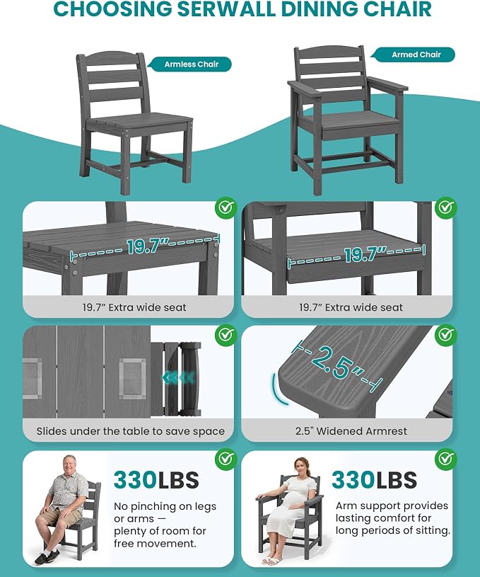SERWALL Outdoor Dining Set for 8 – HDPE Patio Set - Image 5
