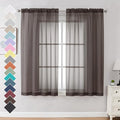 2 Panels Sheer Curtains 63 Inches Long Light Weight Soft Voile Drapes, Window by OVZME