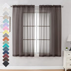 2 Panels Sheer Curtains 63 Inches Long Light Weight Soft Voile Drapes, Window by OVZME