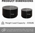 Black Round Nesting Tables for Living Room, Nesting Coffee Table Wooden Fluted - Image 2