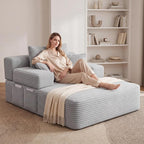 Oversized Boneless Chaise Sofa Bed, Corduroy Chaise Lounge Chair Indoor - Image 8