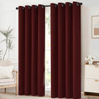 Yakamok Room Darkening Curtains 52x63 inch Length Burgundy Red-Living Room | 2 - Image 2