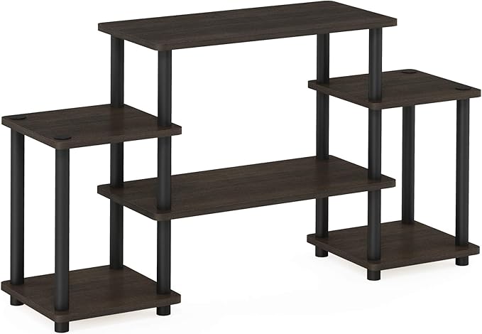 Furinno Turn-N-Tube No Tools Entertainment TV Stands, Dark Brown/Black - Image 6
