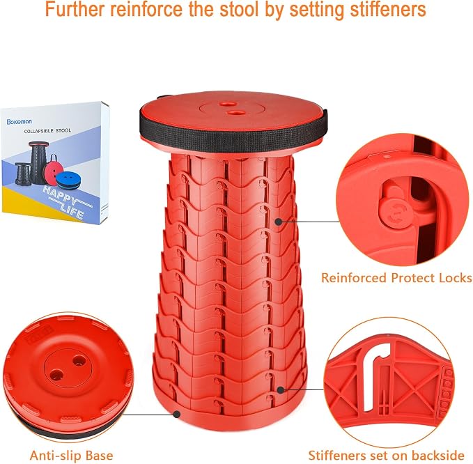 Boreeman Upgraded Folding Stool Lightweight Yet More Sturdy - Image 3