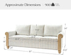 EcoHarbor Living 3-Seater Couch, Stripe 81" Mid-Century Modern Upholstered Sofa - Image 2
