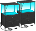LOAKEKEL Night Stand Set 2, LED Nightstand by LOAKEKEL
