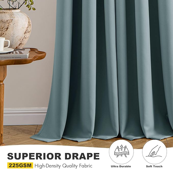MIULEE Blackout Curtains for Bedroom 2 Panels 40 x 63 Inch Long Dusty Blue | - Image 5