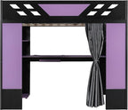 Full Size Wood Loft Bed with Built-in Workstation, Smart Storage, RGB Lighting - Image 9