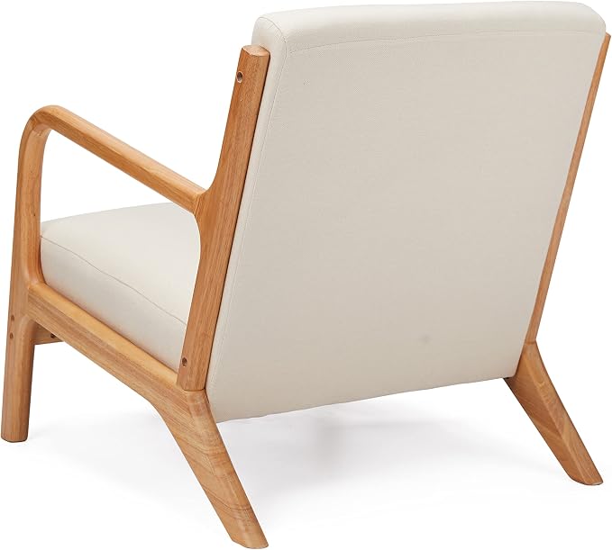 JOMEED Oak Wood Frame Mid Century Modern Accent Leisure Chair - Image 8