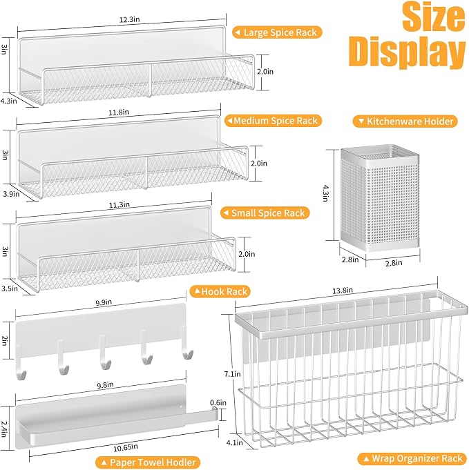 Magnetic Spice Rack for Refrigerator, 7 Pack 100% Metal Strong Magnet Shelf - Image 2