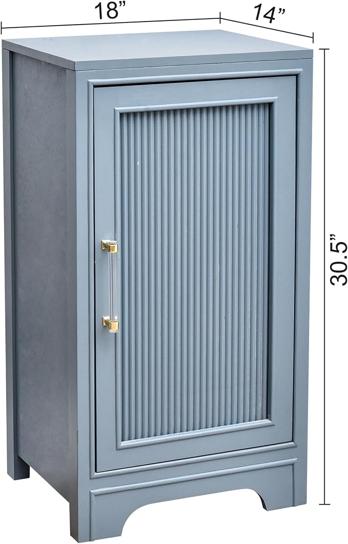 eHemco Azure Grey Ribbed End Table, Side Table - Image 3