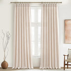 Unique Thick Natural Linen Pleat 86 Inch Curtains 2 Panels Set by PleatedDrapes