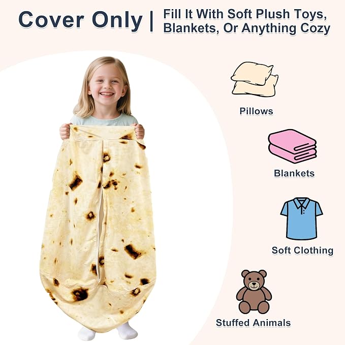Lukeight Burrito Stuffed Animals Storage Bean Bag Chair Cover - Image 3