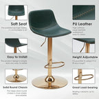 Adjustable Bar Stools Set of 2, Mid Century Modern Swivel Bar Stools, - Image 6